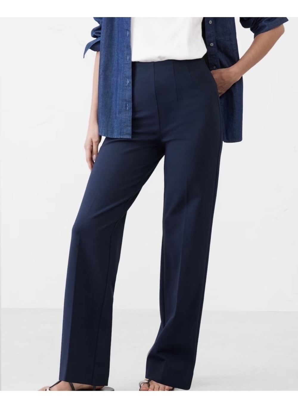 Banana Republic Ultra High Rise Navy Straight Ponte Pant